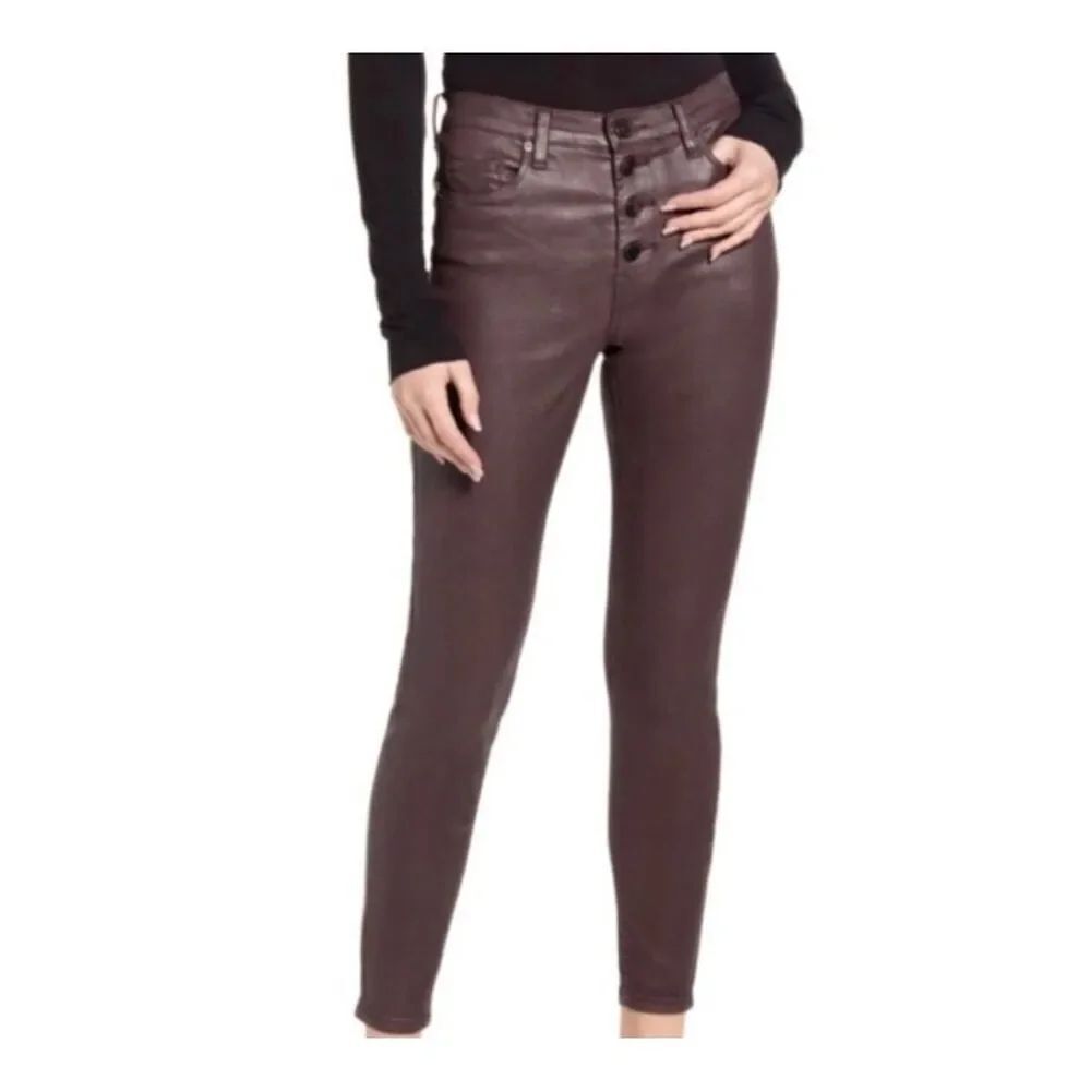 Blank NYC The Great Jones Coated Skinny high rise Jeans burgundy Sz 28 NWT